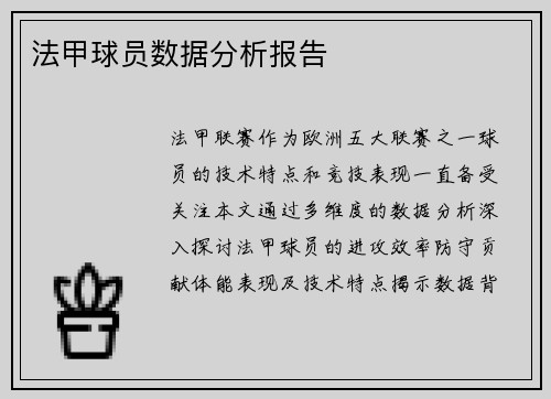 法甲球员数据分析报告