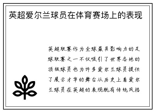 英超爱尔兰球员在体育赛场上的表现